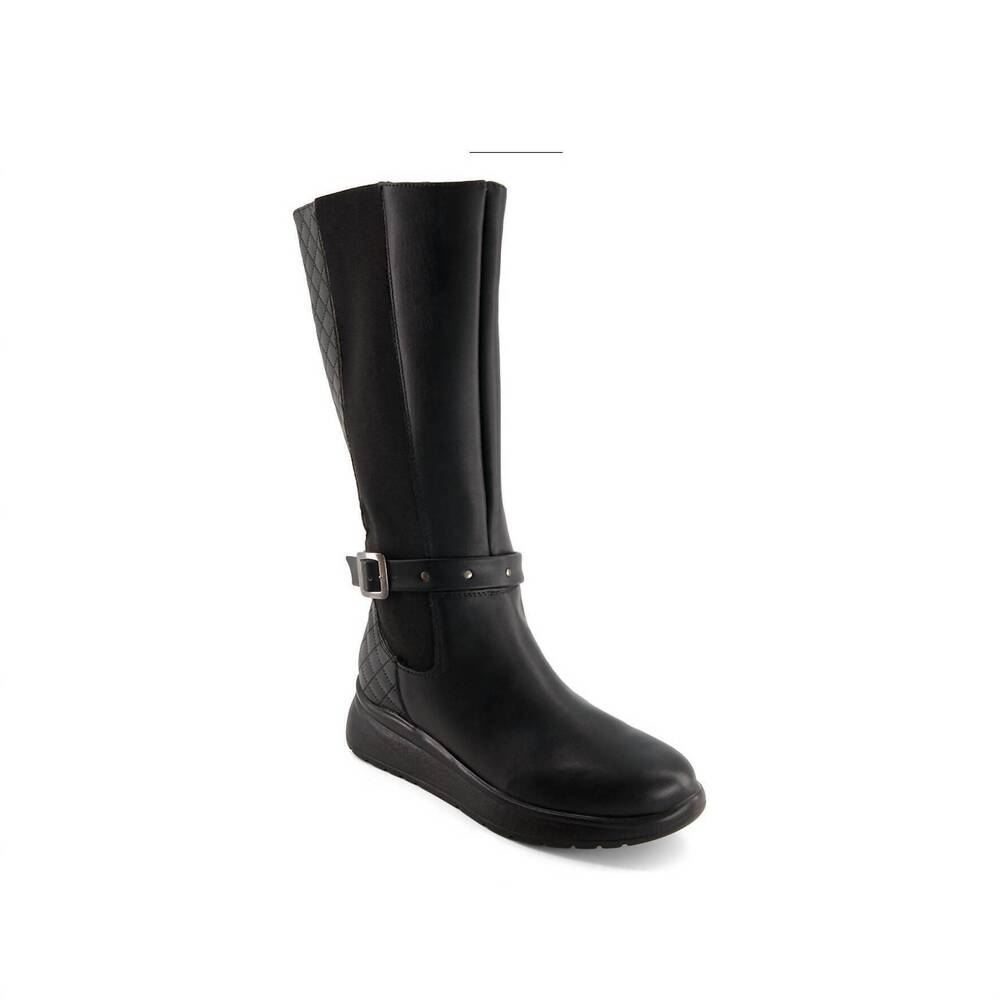 NEW ANDREA women's leather tall riding boots in black
